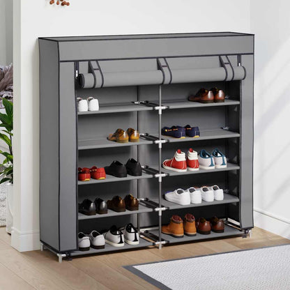 vidaXL Shoe Cabinet with Cover Grey 115x28x110 cm Fabric