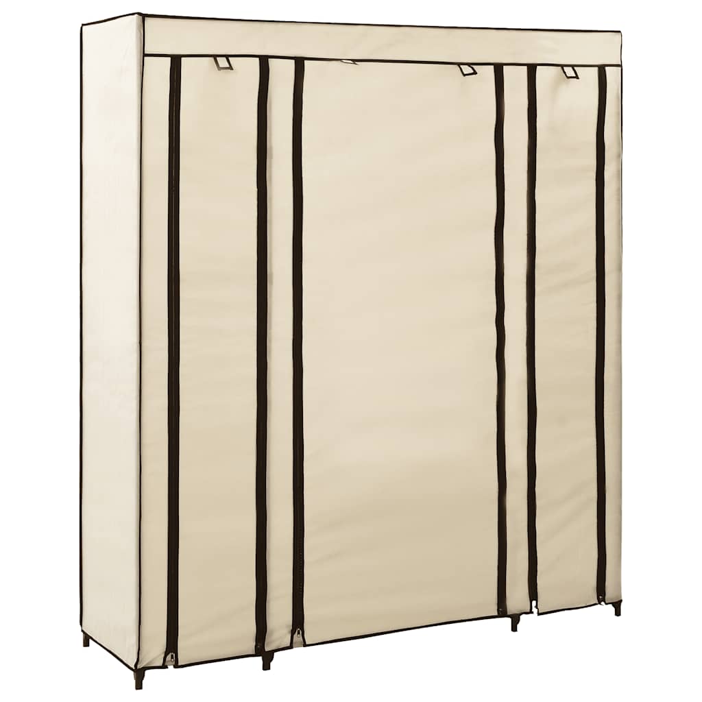 282435 vidaXL Wardrobe with Compartments and Rods Cream 150x45x176 cm Fabric