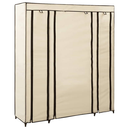282435 vidaXL Wardrobe with Compartments and Rods Cream 150x45x176 cm Fabric