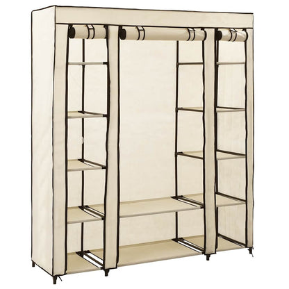 282435 vidaXL Wardrobe with Compartments and Rods Cream 150x45x176 cm Fabric