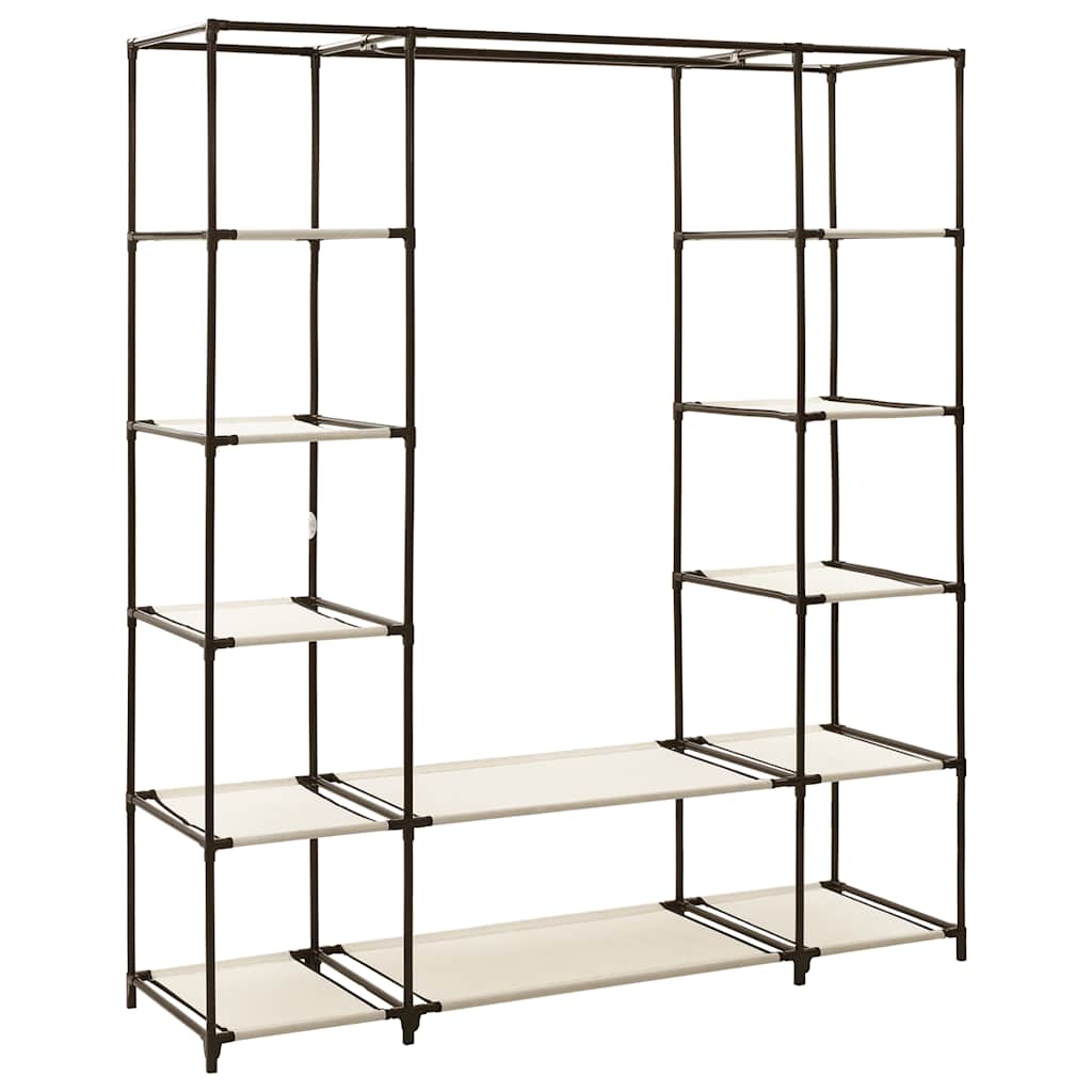 vidaXL Wardrobe with Compartments and Rods Cream 150x45x176 cm Fabric
