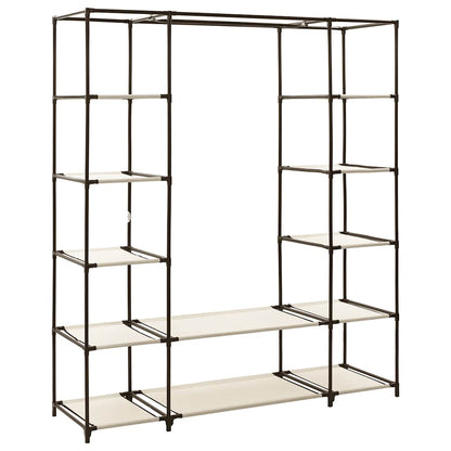 vidaXL Wardrobe with Compartments and Rods Cream 150x45x176 cm Fabric
