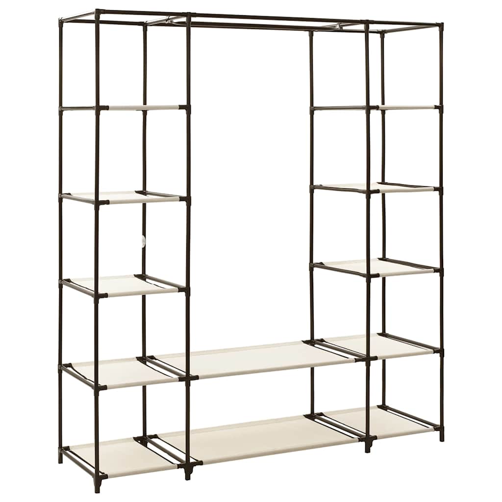 282435 vidaXL Wardrobe with Compartments and Rods Cream 150x45x176 cm Fabric