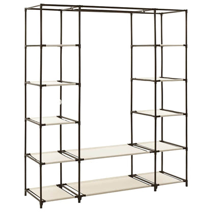 282435 vidaXL Wardrobe with Compartments and Rods Cream 150x45x176 cm Fabric
