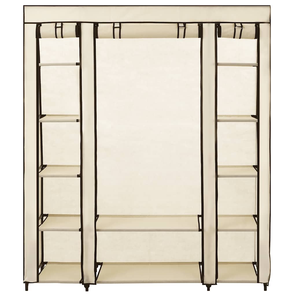282435 vidaXL Wardrobe with Compartments and Rods Cream 150x45x176 cm Fabric