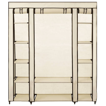 282435 vidaXL Wardrobe with Compartments and Rods Cream 150x45x176 cm Fabric