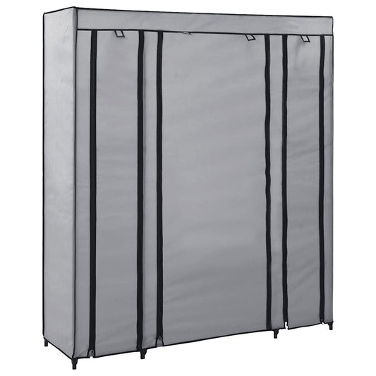 282436 vidaXL Wardrobe with Compartments and Rods Grey 150x45x176 cm Fabric
