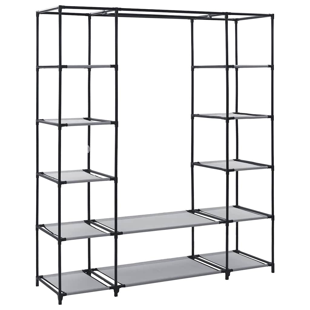 vidaXL Wardrobe with Compartments and Rods Grey 150x45x176 cm Fabric