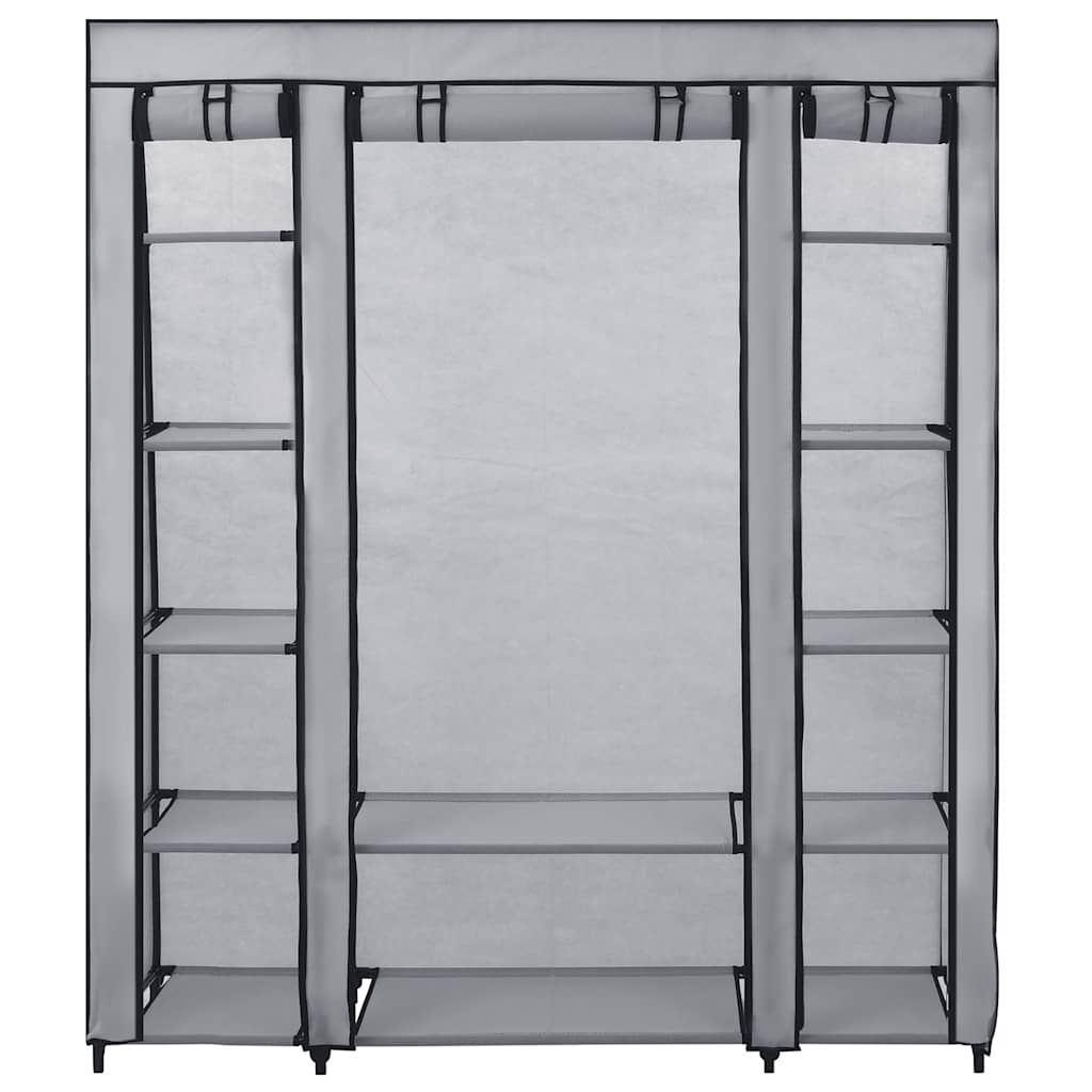 vidaXL Wardrobe with Compartments and Rods Grey 150x45x176 cm Fabric