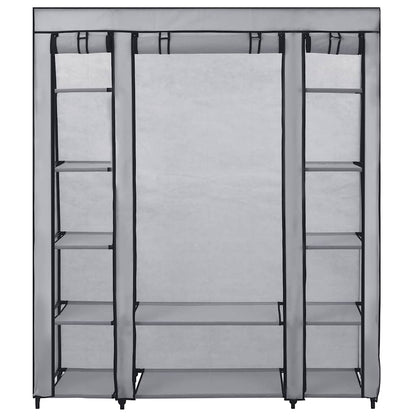 vidaXL Wardrobe with Compartments and Rods Grey 150x45x176 cm Fabric
