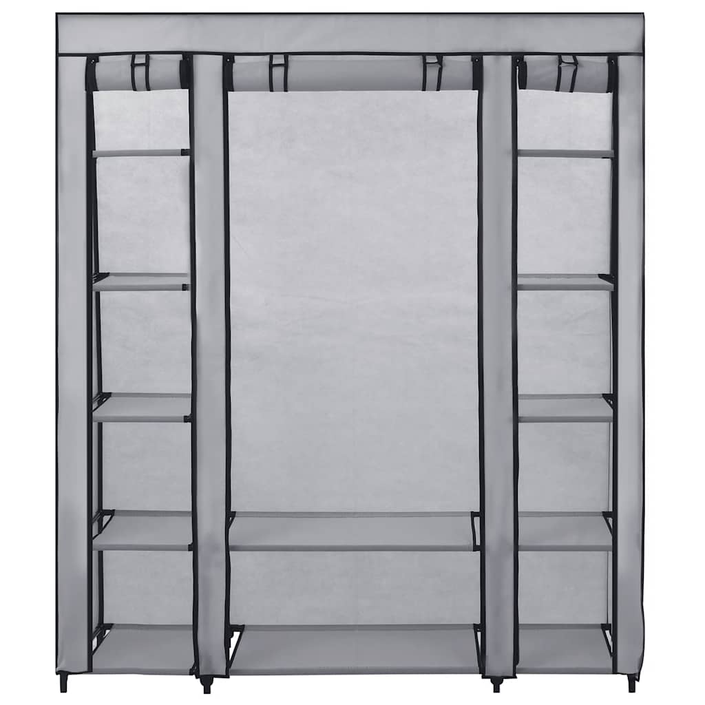282436 vidaXL Wardrobe with Compartments and Rods Grey 150x45x176 cm Fabric