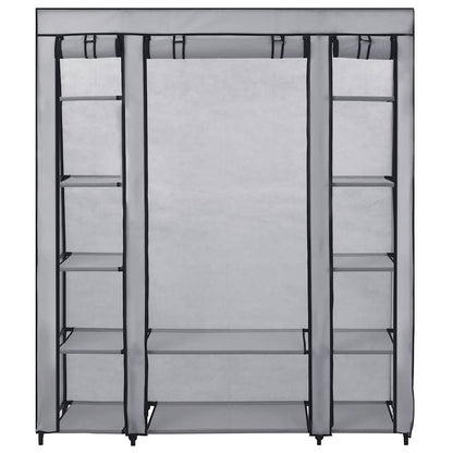 282436 vidaXL Wardrobe with Compartments and Rods Grey 150x45x176 cm Fabric