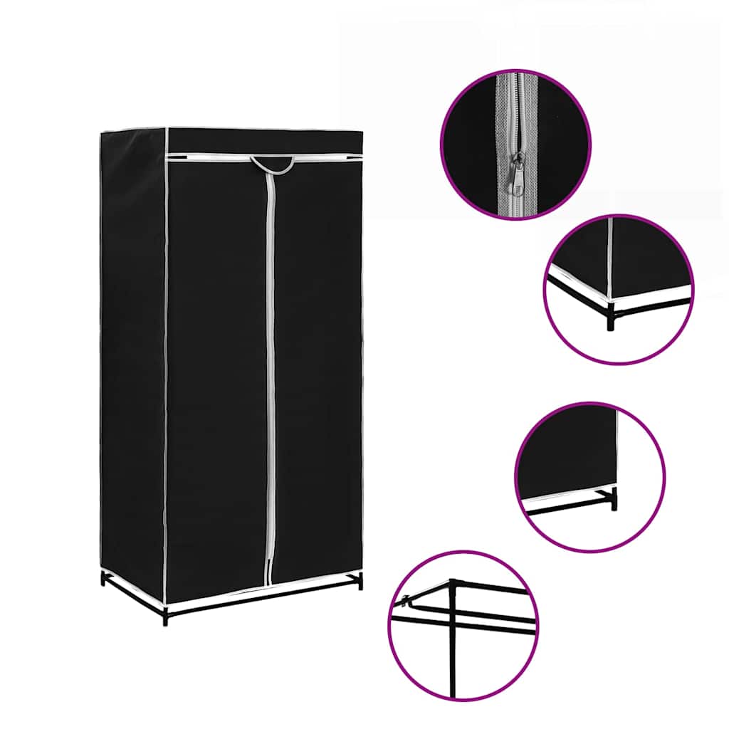 282437 vidaXL Wardrobe Black 75x50x160 cm