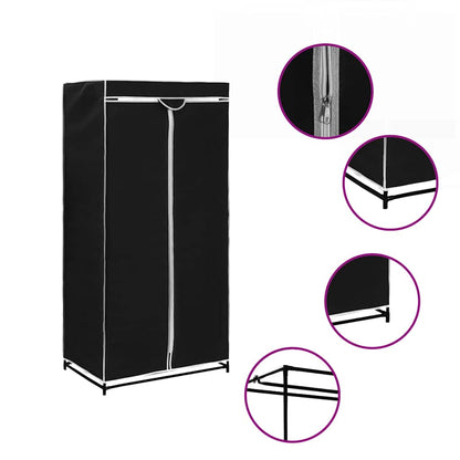 282437 vidaXL Wardrobe Black 75x50x160 cm