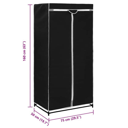 282437 vidaXL Wardrobe Black 75x50x160 cm
