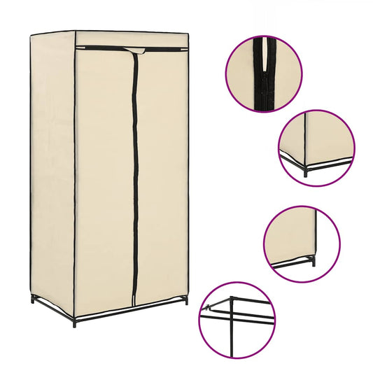 vidaXL Wardrobe | Cream | Iron and 100% polyester | Compact | Wardrobe