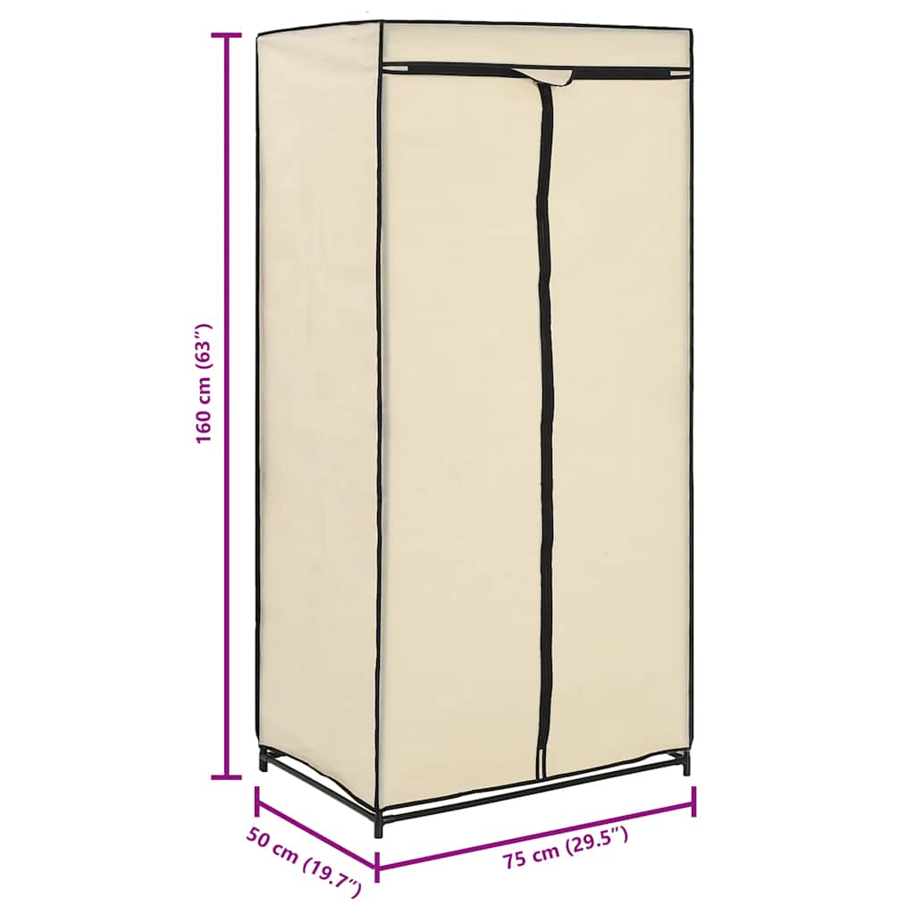vidaXL Wardrobe Cream 75x50x160 cm
