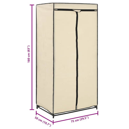 vidaXL Wardrobe Cream 75x50x160 cm