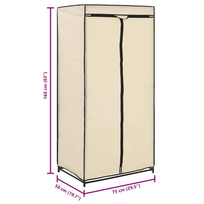 282439 vidaXL Wardrobe Cream 75x50x160 cm