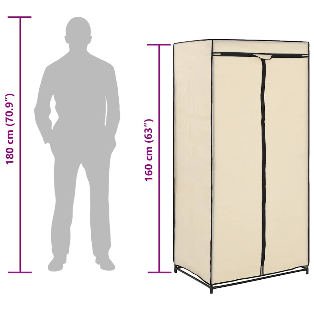 vidaXL Wardrobe Cream 75x50x160 cm