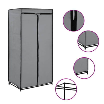 282440 vidaXL Wardrobe Grey 75x50x160 cm
