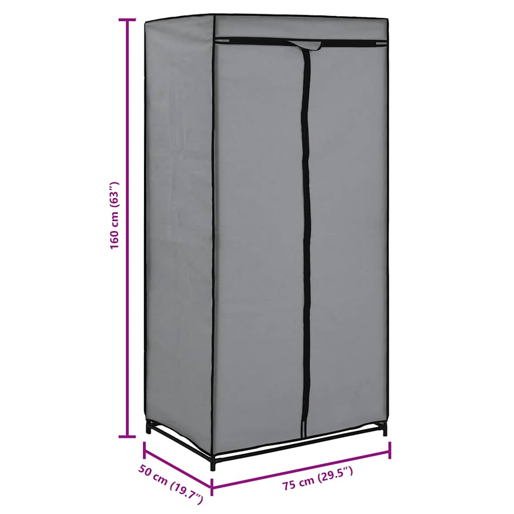 282440 vidaXL Wardrobe Grey 75x50x160 cm