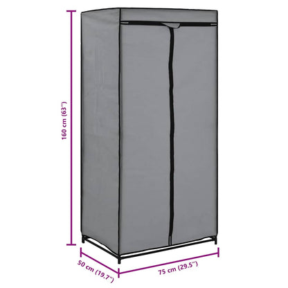 282440 vidaXL Wardrobe Grey 75x50x160 cm