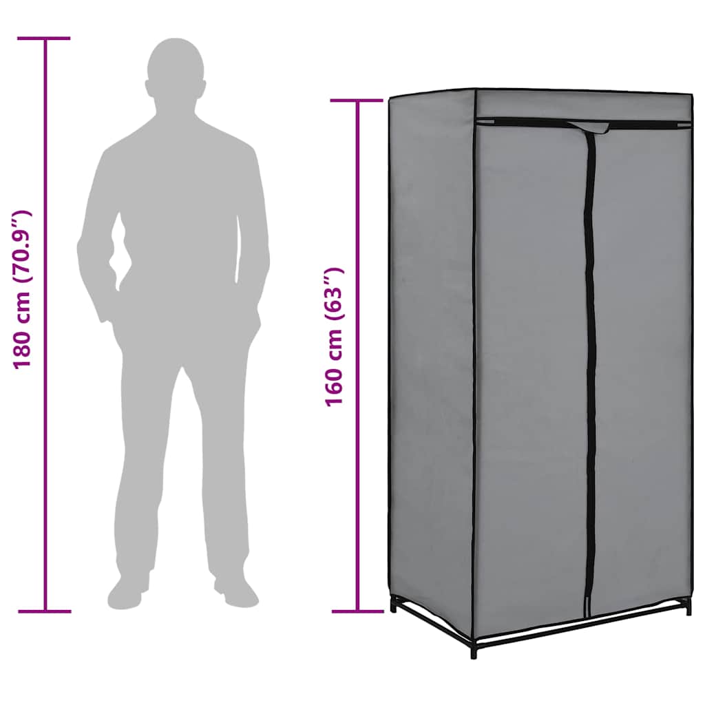282440 vidaXL Wardrobe Grey 75x50x160 cm