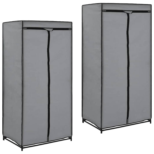vidaXL Wardrobes 2 pcs Grey 75x50x160 cm