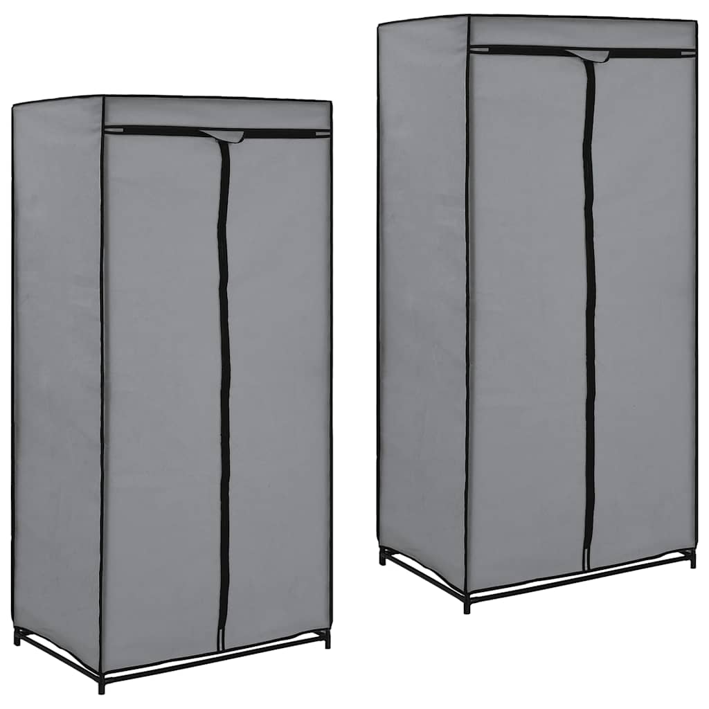 282444 vidaXL Wardrobes 2 pcs Grey 75x50x160 cm