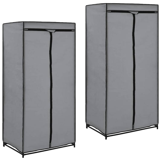 282444 vidaXL Wardrobes 2 pcs Grey 75x50x160 cm