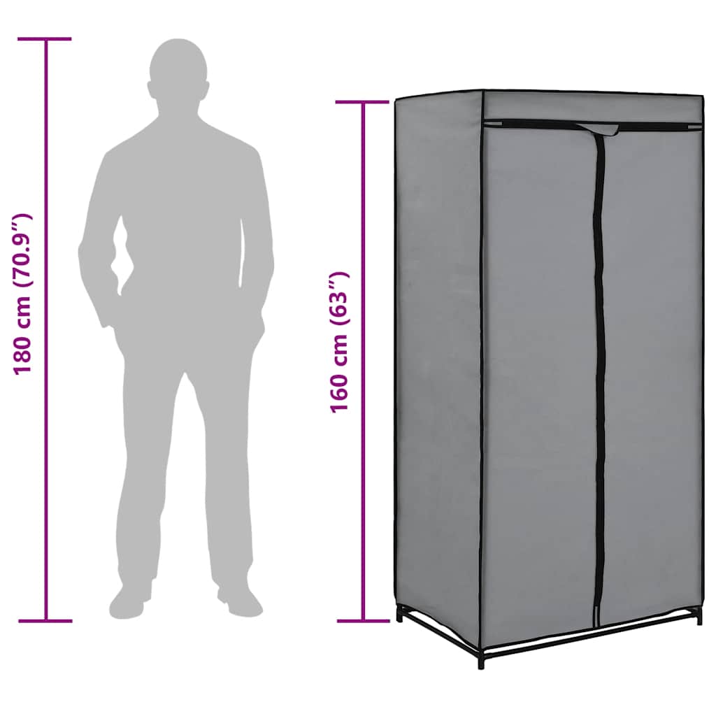 282444 vidaXL Wardrobes 2 pcs Grey 75x50x160 cm