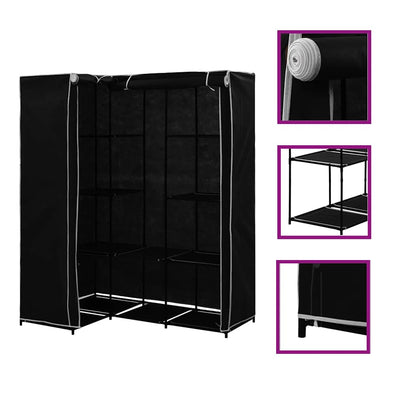 vidaXL Wardrobe | Black | Iron | Corner | Wardrobe | Rectangular | Modern