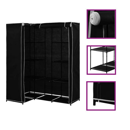282449 vidaXL Corner Wardrobe Black 130x87x169 cm
