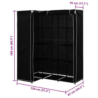 vidaXL Wardrobe | Black | Iron | Corner | Wardrobe | Rectangular | Modern