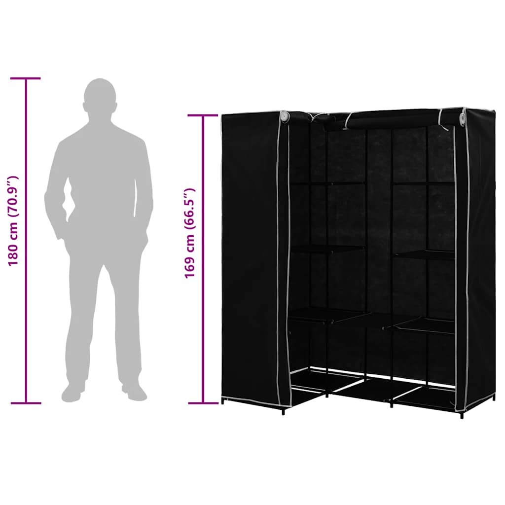 vidaXL Wardrobe | Black | Iron | Corner | Wardrobe | Rectangular | Modern