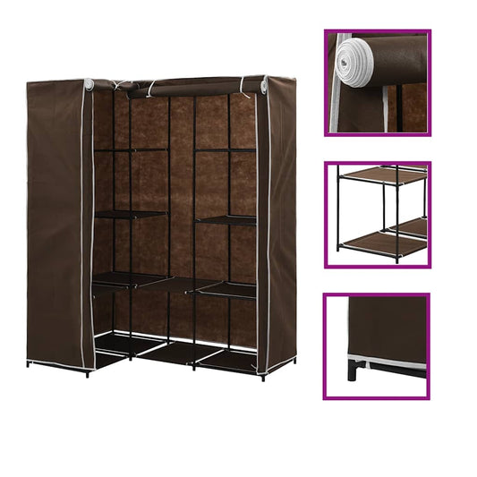 vidaXL Wardrobe | Brown | Iron tube | 130 x 87 x 169 cm | Wardrobe | Rectangular