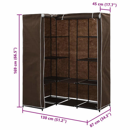 vidaXL Wardrobe | Brown | Iron tube | 130 x 87 x 169 cm | Wardrobe | Rectangular