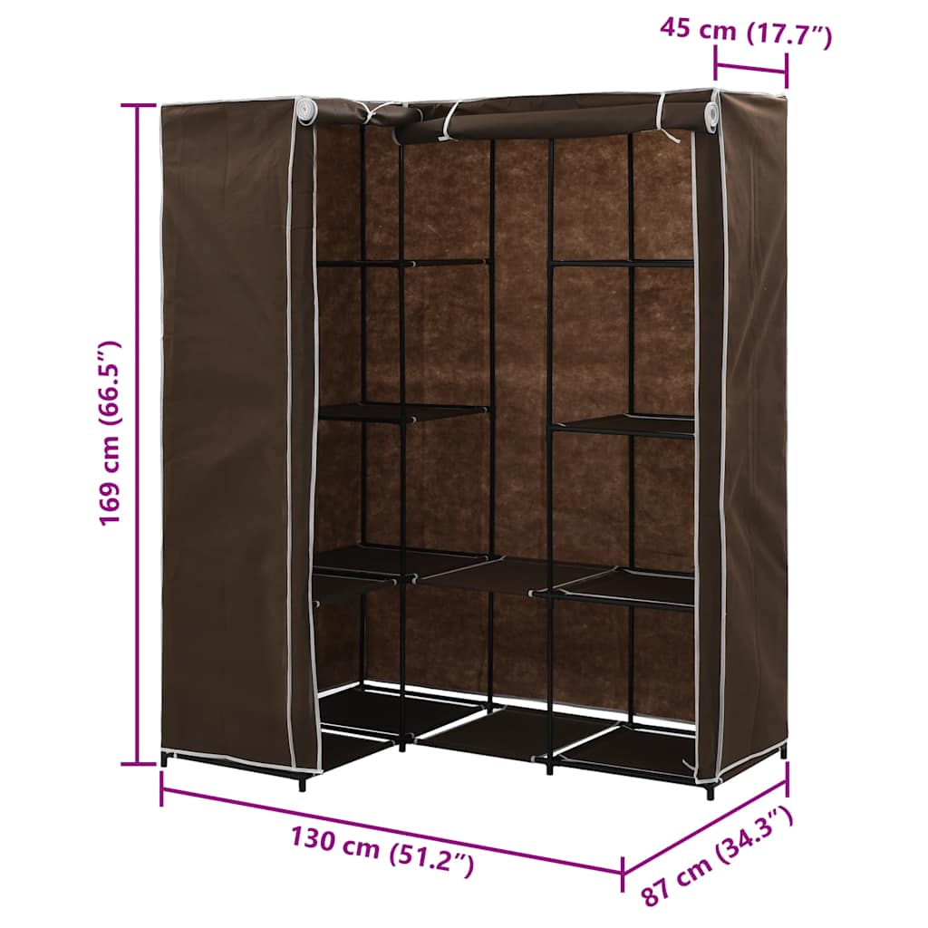 282450 vidaXL Corner Wardrobe Brown 130x87x169 cm