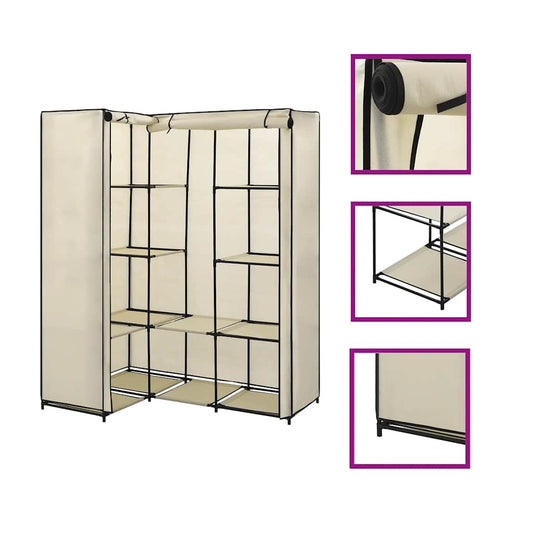 vidaXL Corner Wardrobe Cream 130x87x169 cm