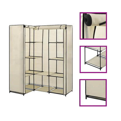 vidaXL Wardrobe | Cream | Iron tube | Large | Wardrobe | Other | Modern