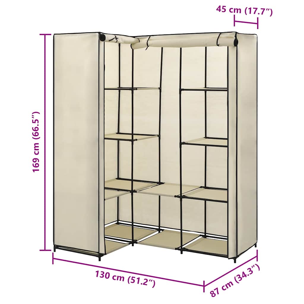 vidaXL Wardrobe | Cream | Iron tube | Large | Wardrobe | Other | Modern