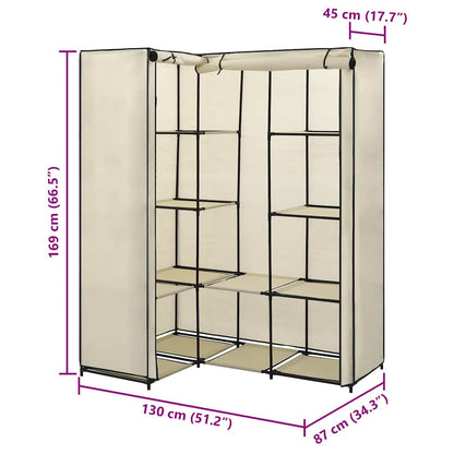 vidaXL Wardrobe | Cream | Iron tube | Large | Wardrobe | Other | Modern
