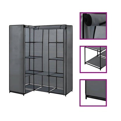 282452 vidaXL Corner Wardrobe Grey 130x87x169 cm