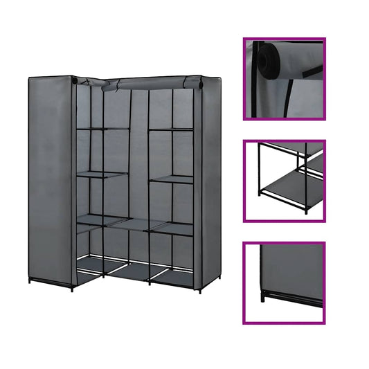 282452 vidaXL Corner Wardrobe Grey 130x87x169 cm