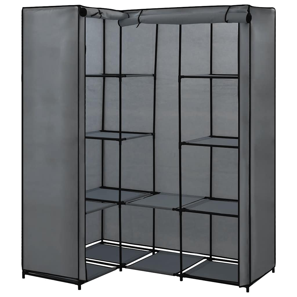 vidaXL Wardrobe | Grey | Iron, Polyester | Compact | Corner Wardrobe