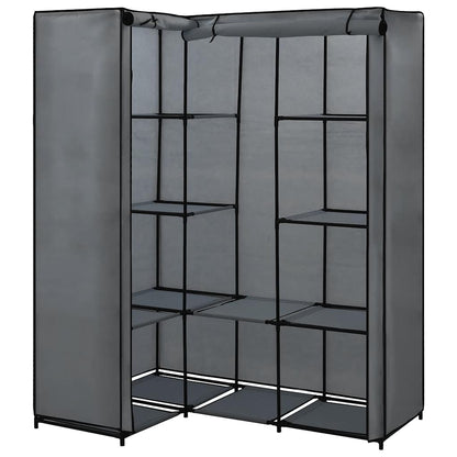 vidaXL Wardrobe | Grey | Iron, Polyester | Compact | Corner Wardrobe