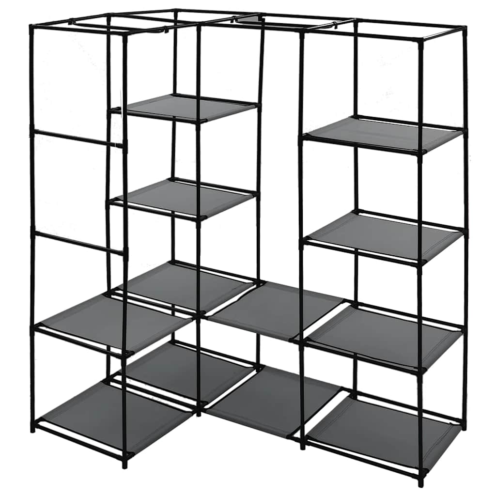 vidaXL Wardrobe | Grey | Iron, Polyester | Compact | Corner Wardrobe