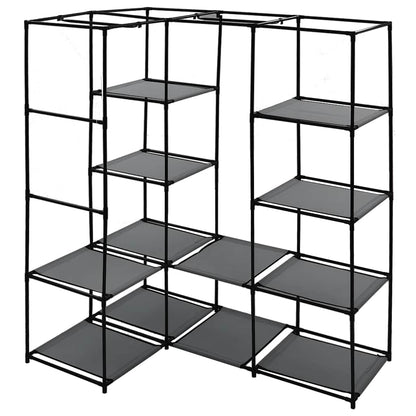 vidaXL Wardrobe | Grey | Iron, Polyester | Compact | Corner Wardrobe