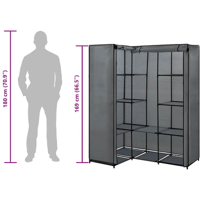vidaXL Wardrobe | Grey | Iron, Polyester | Compact | Corner Wardrobe